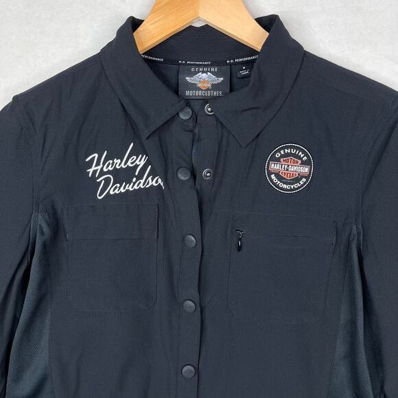 Harley Davidson Performance Fast Dry Vented classic Shirt black women's medium - Picture 6 of 12